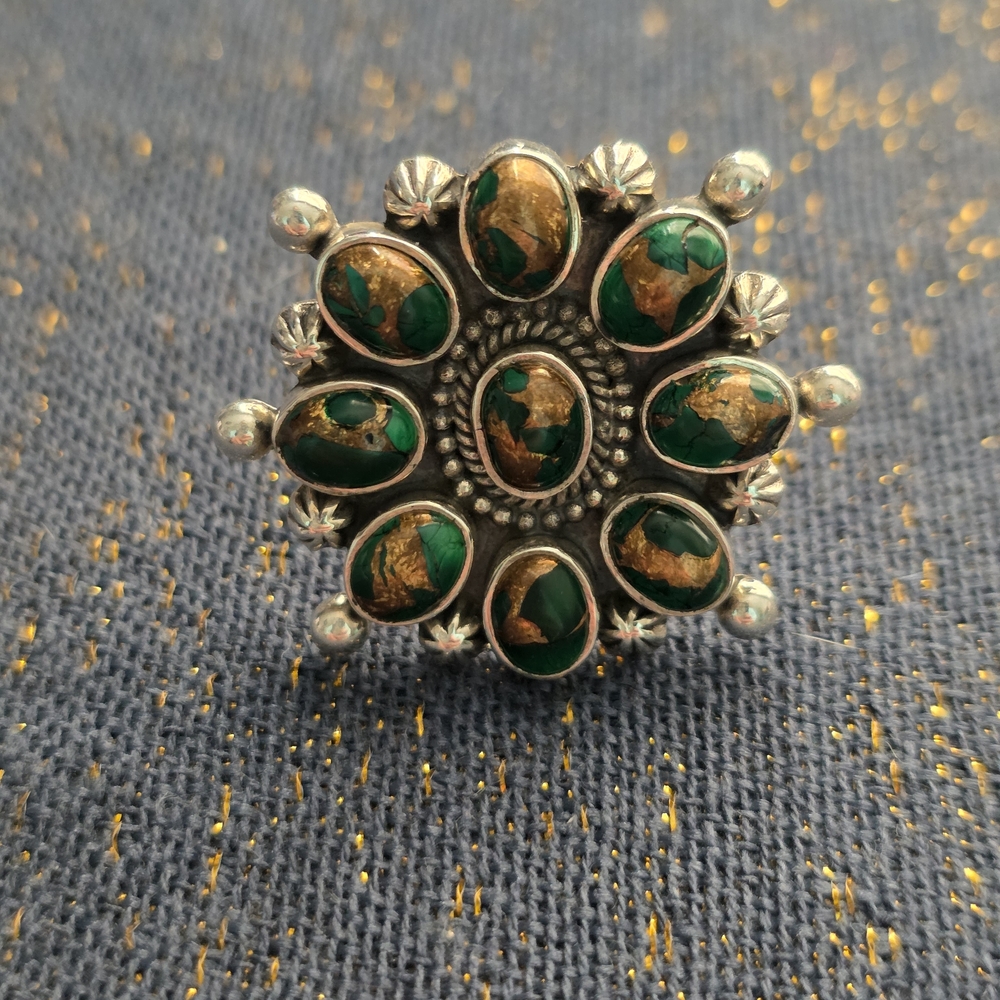 Sterling Siver Emerald Green Dahlia